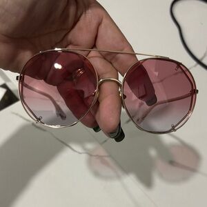 Chloe Gold Aviator Sunglasses with Pink Lenses style ch00415004